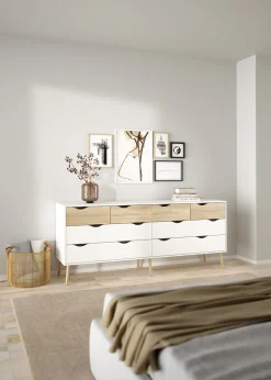 Dubbele Ladekast Oslo Wit/Naturel - Giga Living