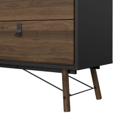 Dubbele Ladekast Ry Noten Mat Zwart 150cm - Giga Living