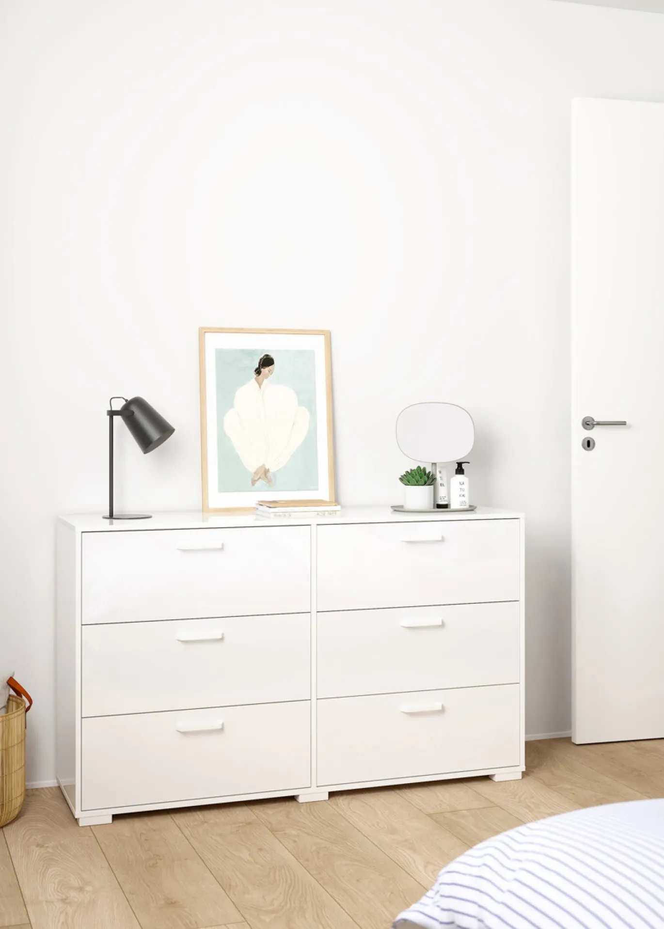 Dubbele Ladekast Sofia Wit Hoogglans - Giga Living