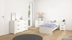 Dubbele Ladekast Sofia Wit Met Zwarte Hendels - Giga Living
