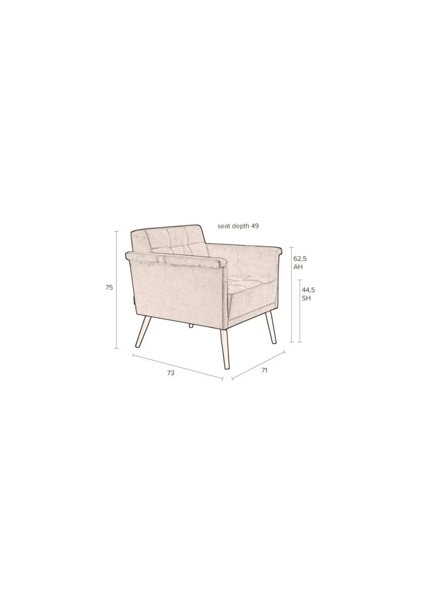 Dutchbone Sir William Lounge Stoel - Vintage Kameel