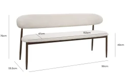Eetkamerbank Alexia Beige/Walnoot 160cm - Giga Meubel