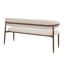 Eetkamerbank Alexia Beige/Walnoot 160cm - Giga Meubel