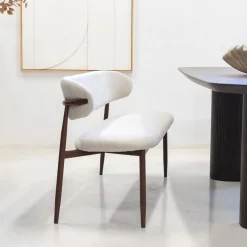 Eetkamerbank Alexia Beige/Walnoot 200cm - Giga Meubel