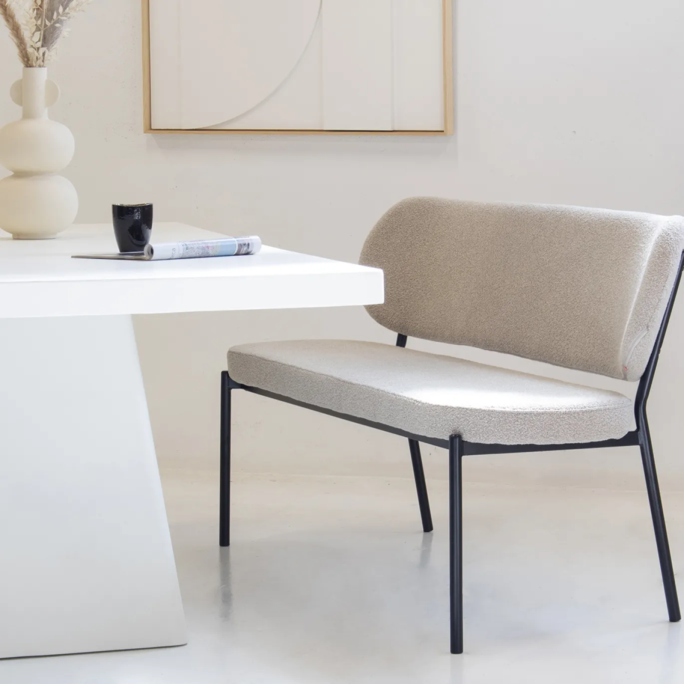 Eetkamerbank Maddie Taupe 160cm - Giga Meubel