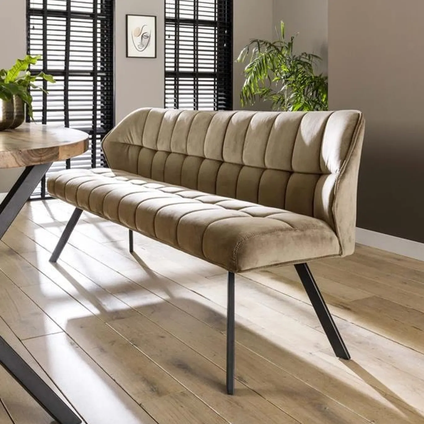 Eetkamerbank Raster 180 Champagne Velvet - Giga Meubel