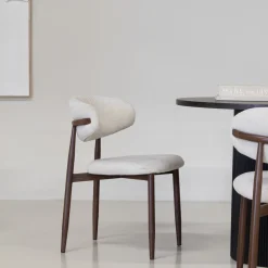 Eetkamerstoel Alexia Beige/Walnoot - Giga Meubel