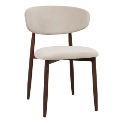 Eetkamerstoel Alexia Beige/Walnoot Faux Fur - Giga Meubel