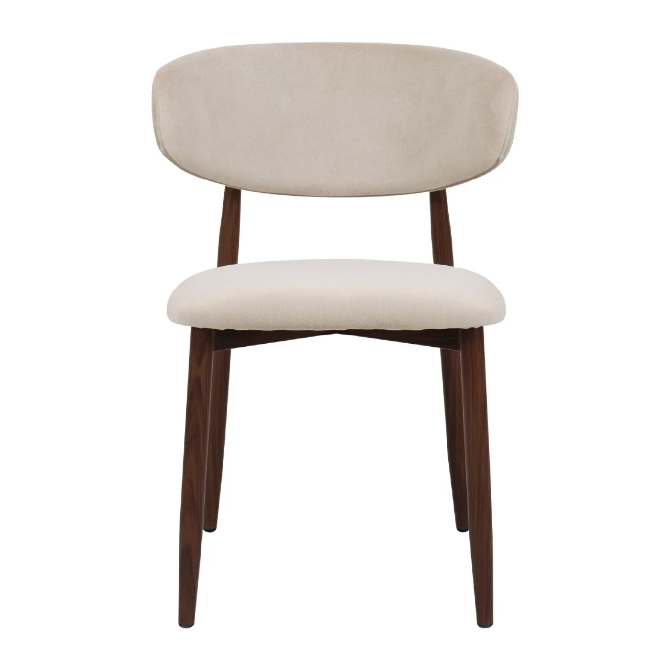 Eetkamerstoel Alexia Beige/Walnoot Faux Fur - Giga Meubel