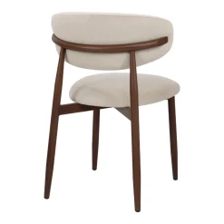 Eetkamerstoel Alexia Beige/Walnoot Faux Fur - Giga Meubel