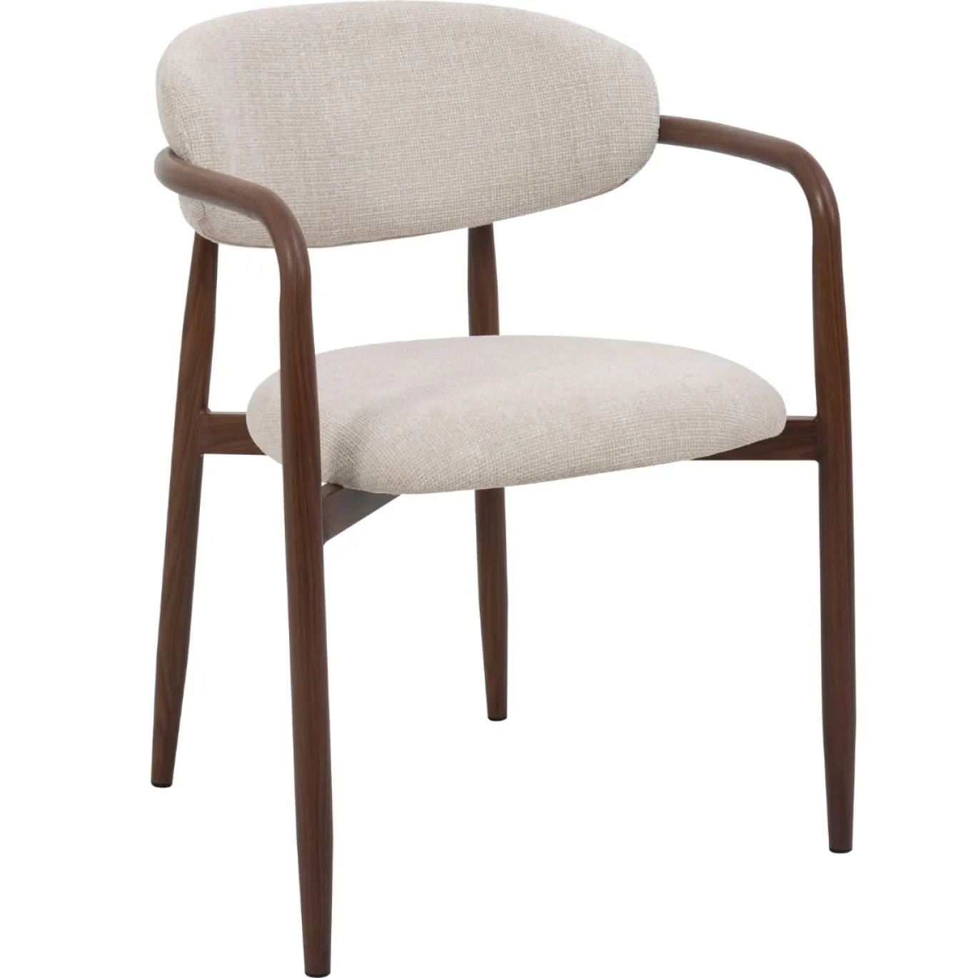 Eetkamerstoel Alexia met Armleuning Beige/Walnoot - Giga Meubel