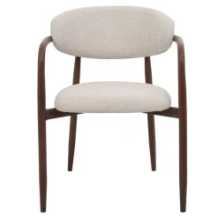 Eetkamerstoel Alexia met Armleuning Beige/Walnoot - Giga Meubel