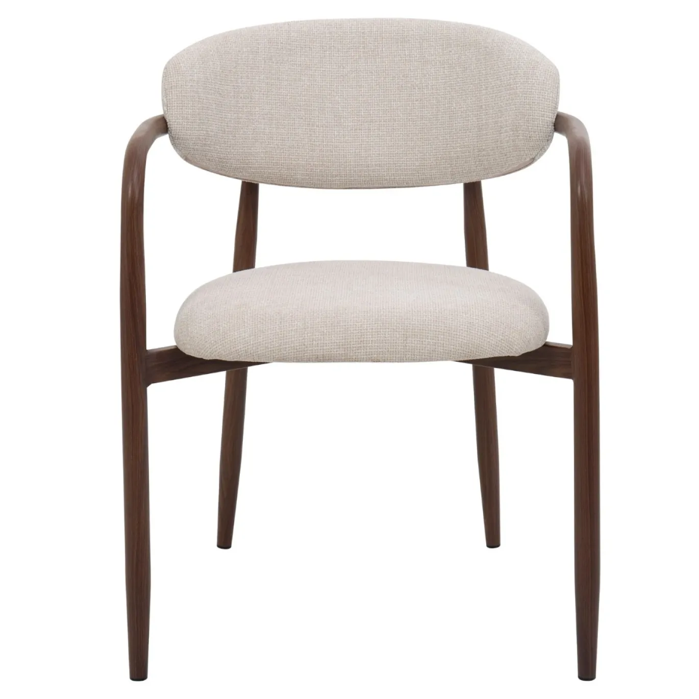 Eetkamerstoel Alexia met Armleuning Beige/Walnoot - Giga Meubel