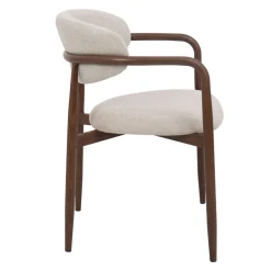 Eetkamerstoel Alexia met Armleuning Beige/Walnoot - Giga Meubel