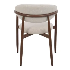Eetkamerstoel Alexia met Armleuning Beige/Walnoot - Giga Meubel