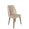 Eetkamerstoel Alfa Velvet Crème/Walnoot Set van 2