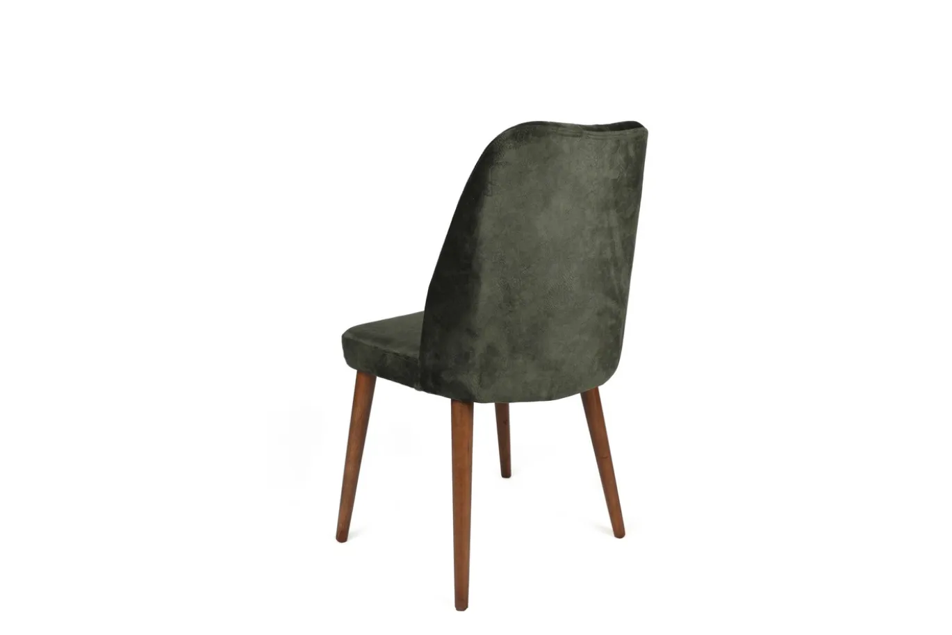 Eetkamerstoel Alfa Velvet Khaki/Walnoot Set van 2