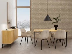 Eetkamerstoel Alira Met Armleuning Zand/Zwart Set van 2 - Giga Living