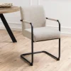 Eetkamerstoel Boris Met Armleuning Beige - Giga Living