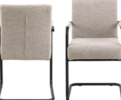 Eetkamerstoel Boris Met Armleuning Beige - Giga Living