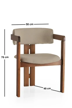 Eetkamerstoel Cozy Linnen Mink/Walnoot