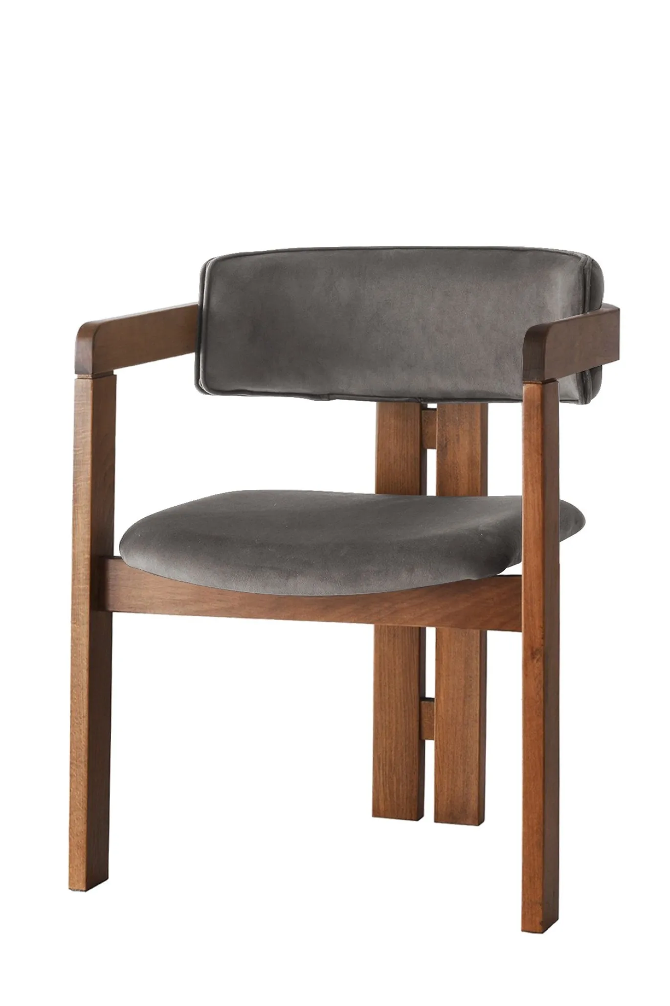 Eetkamerstoel Cozy Velvet Antraciet/Walnoot