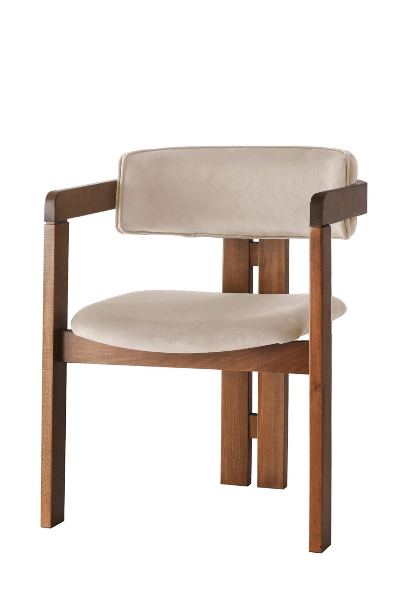 Eetkamerstoel Cozy Velvet Beige/Walnoot