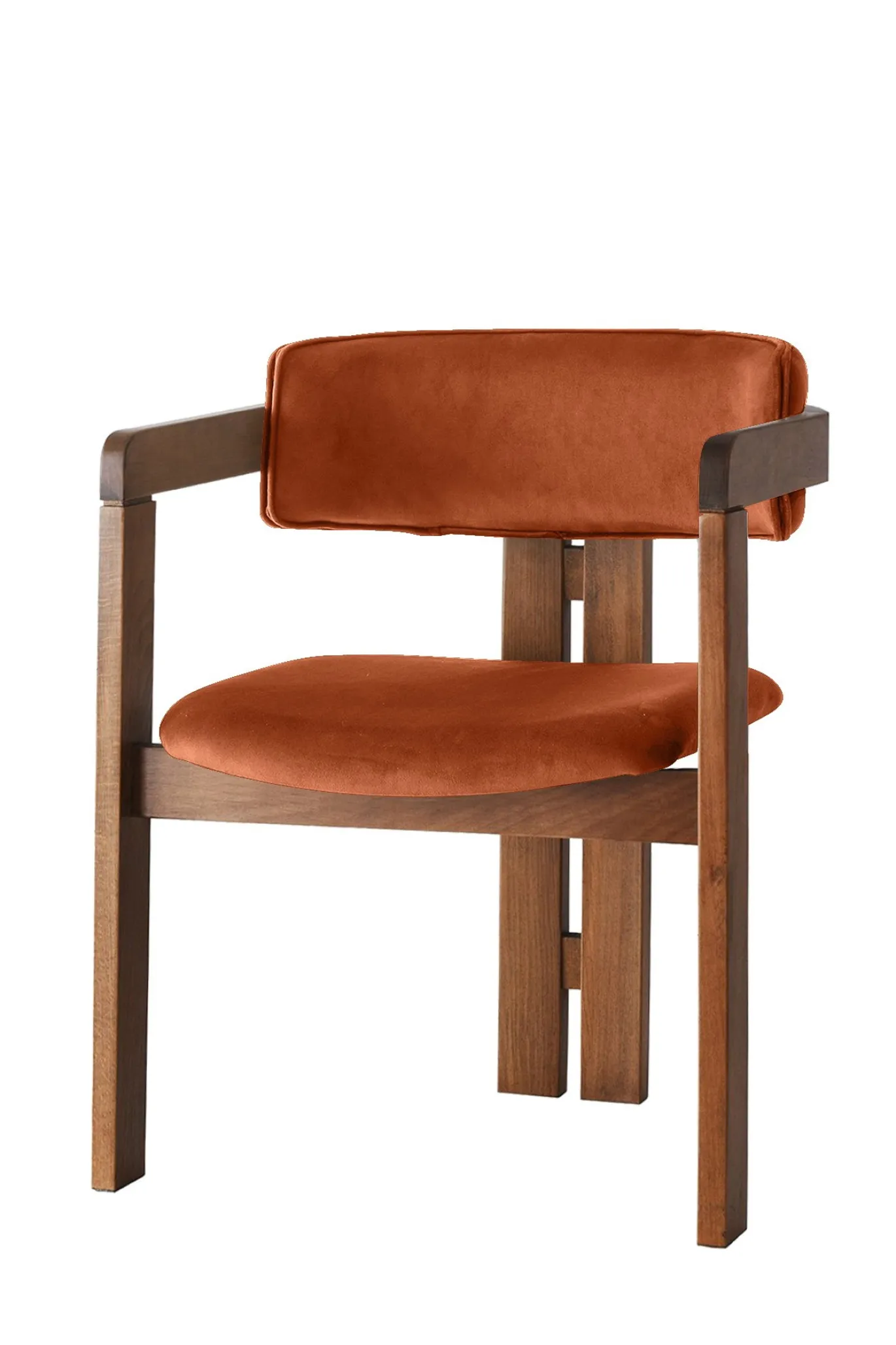 Eetkamerstoel Cozy Velvet Brick/Walnoot