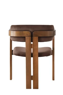 Eetkamerstoel Cozy Velvet Bruin/Walnoot