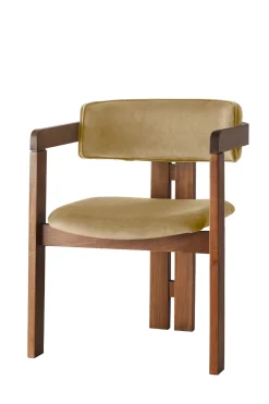 Eetkamerstoel Cozy Velvet Licht Taupe/Walnoot