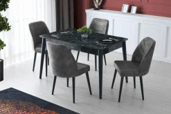 Eetkamerstoel Dallas Velvet Antraciet Set van 2