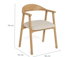 Eetkamerstoel Dax Met Armleuning Apia Beige Set van 2 - Giga Living