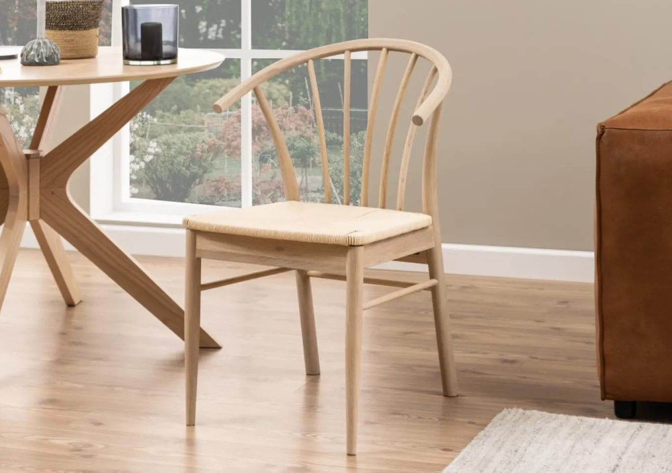 Eetkamerstoel Dolen Met Armleuning Paper Plaits Off White/Naturel - Giga Living