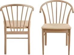 Eetkamerstoel Dolen Met Armleuning Paper Plaits Off White/Naturel - Giga Living