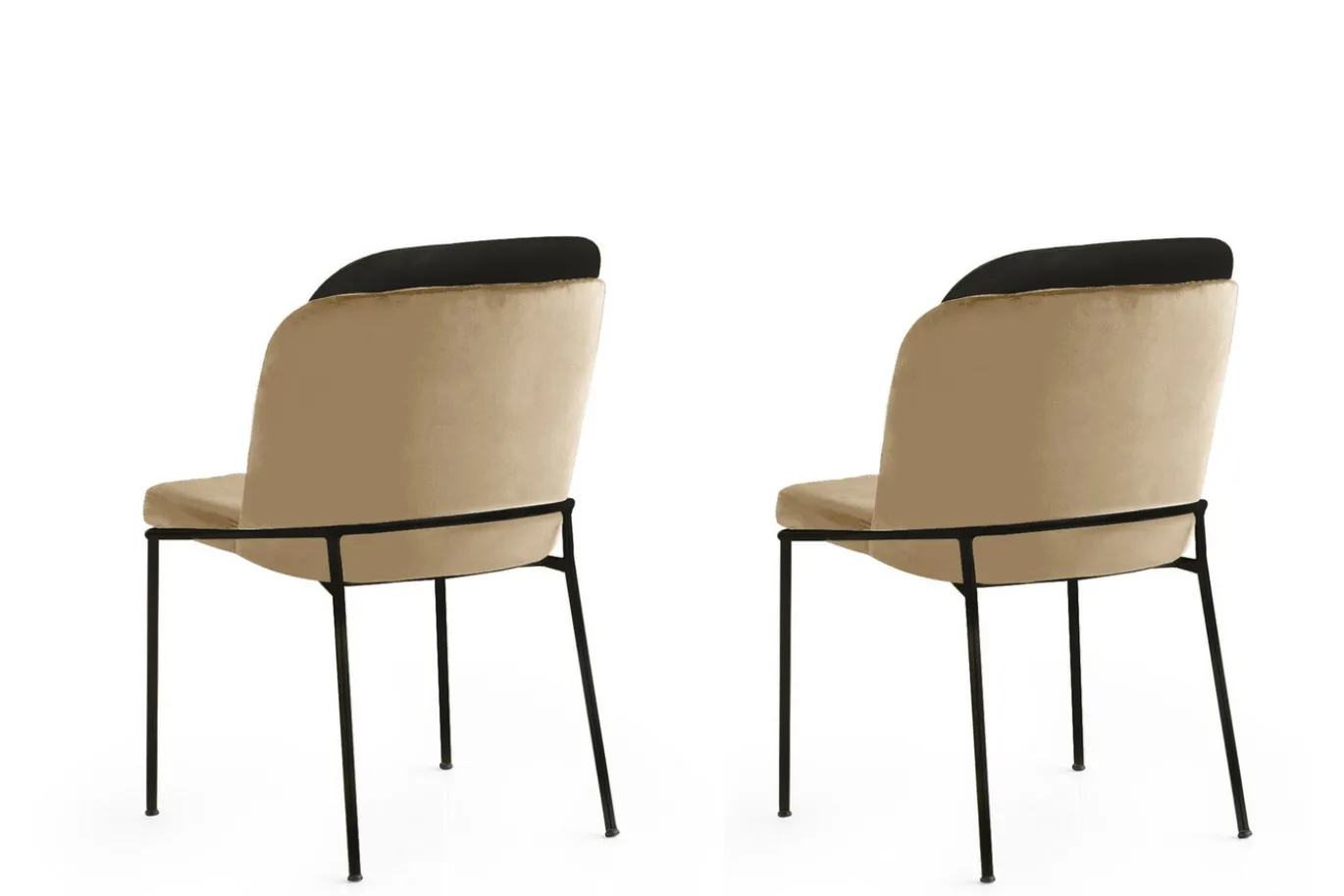 Eetkamerstoel Dore Velvet Beige/Zwart Set van 2