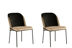 Eetkamerstoel Dore Velvet Beige/Zwart Set van 2