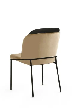 Eetkamerstoel Dore Velvet Beige/Zwart Set van 2