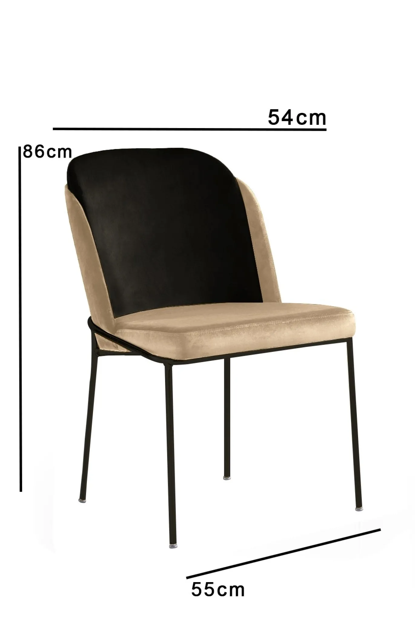 Eetkamerstoel Dore Velvet Beige/Zwart Set van 2