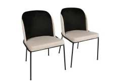 Eetkamerstoel Dore Velvet Crème/Zwart Set van 2