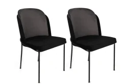 Eetkamerstoel Dore Velvet Grijs/Zwart Set van 2