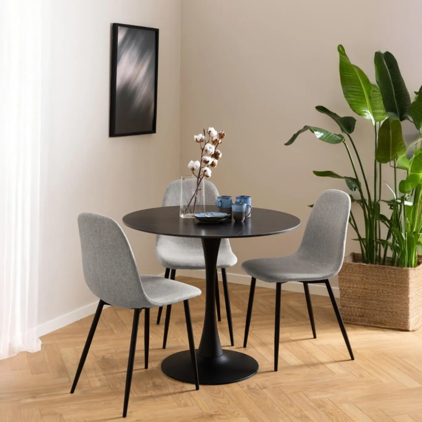 Eetkamerstoel Duvra Lichtgrijs/Zwart Nesia - Giga Living