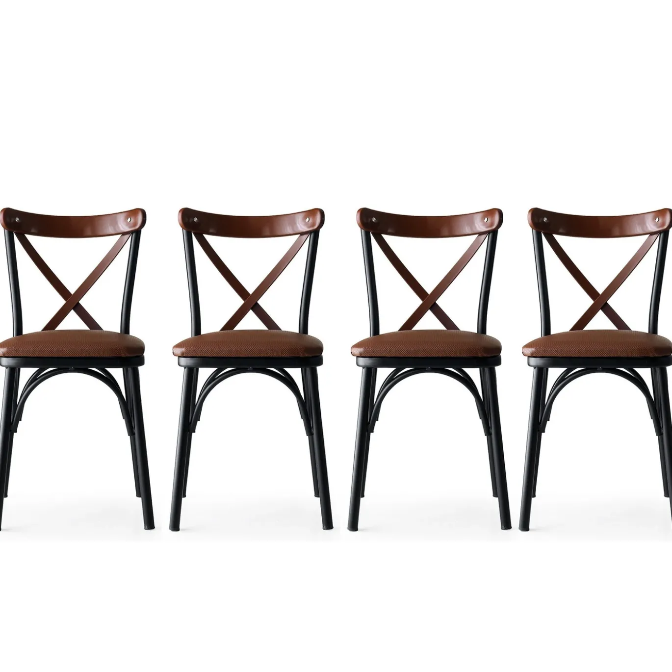 Eetkamerstoel Ekol PU-Leer Bruin Set van 4