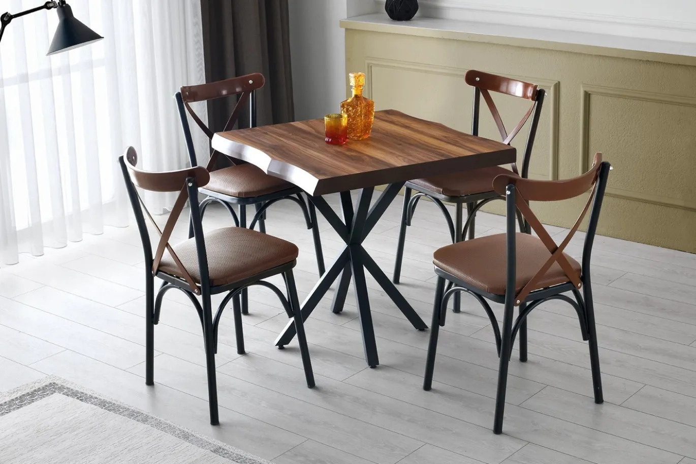 Eetkamerstoel Ekol PU-Leer Bruin Set van 4