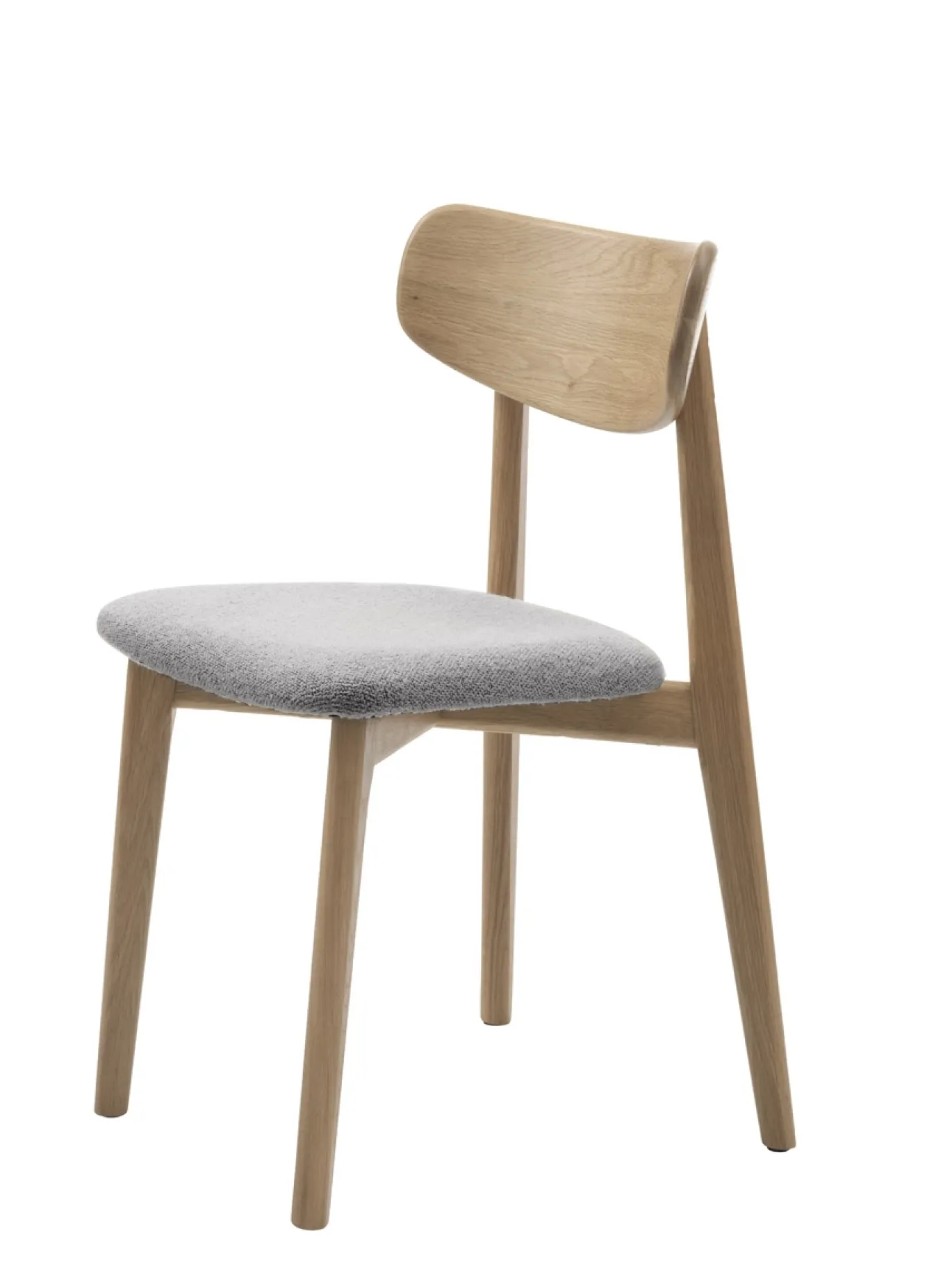 Eetkamerstoel Elim Mid Grijs Bouclé Naturel Eiken - Giga Living