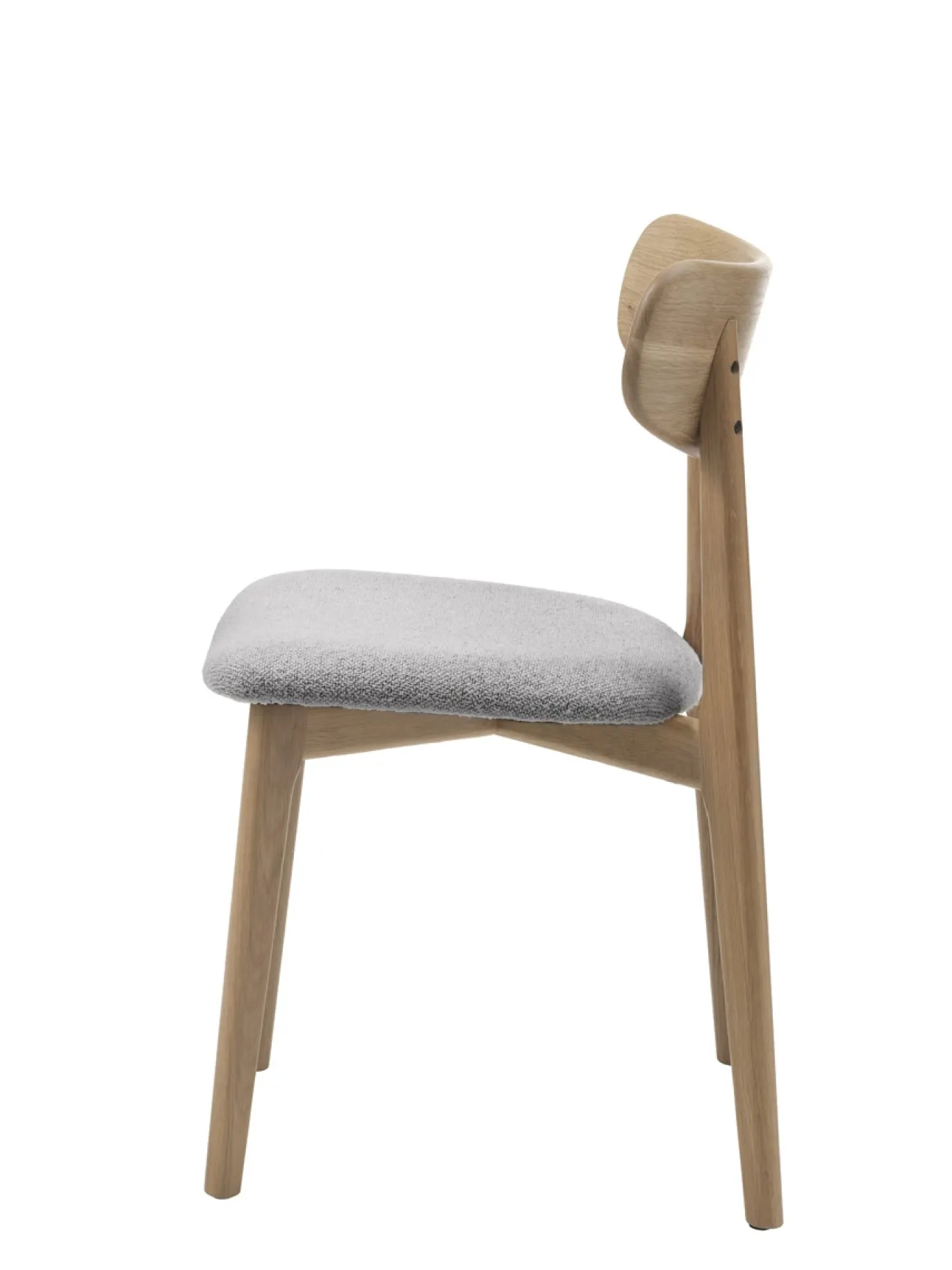 Eetkamerstoel Elim Mid Grijs Bouclé Naturel Eiken - Giga Living