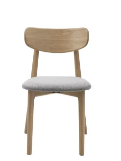 Eetkamerstoel Elim Mid Grijs Bouclé Naturel Eiken - Giga Living
