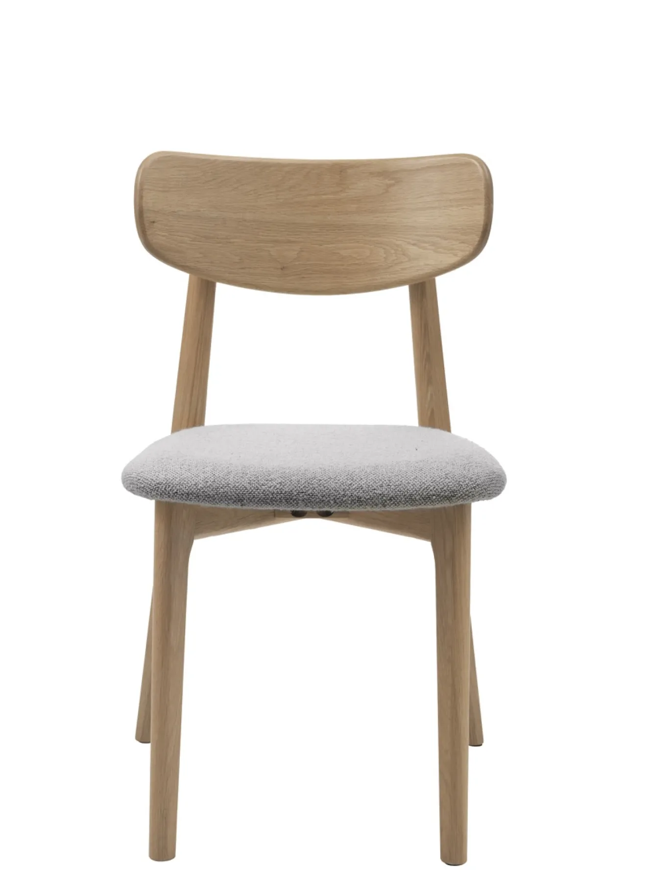 Eetkamerstoel Elim Mid Grijs Bouclé Naturel Eiken - Giga Living