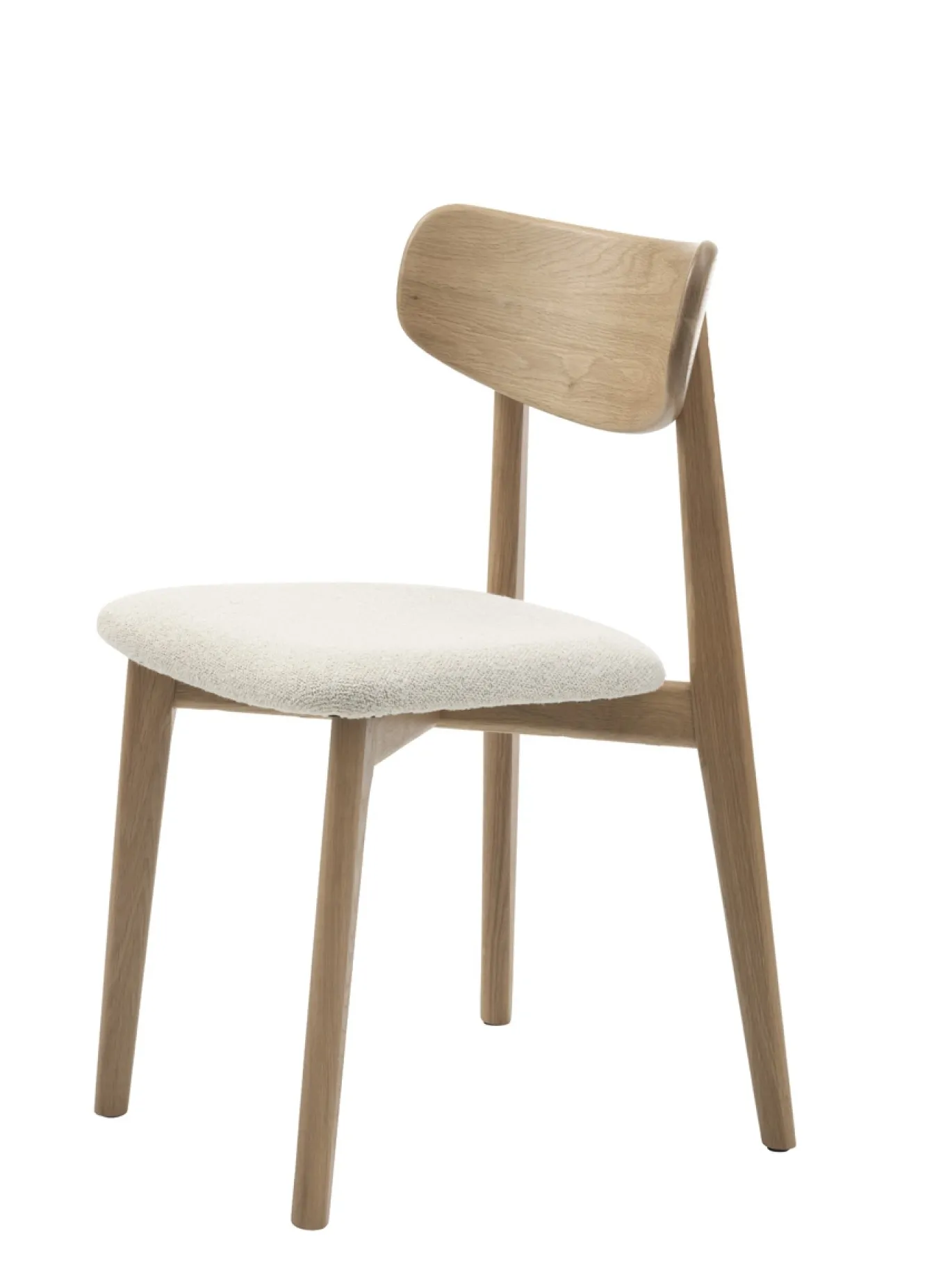 Eetkamerstoel Elim Off White Bouclé Naturel Eiken - Giga Living