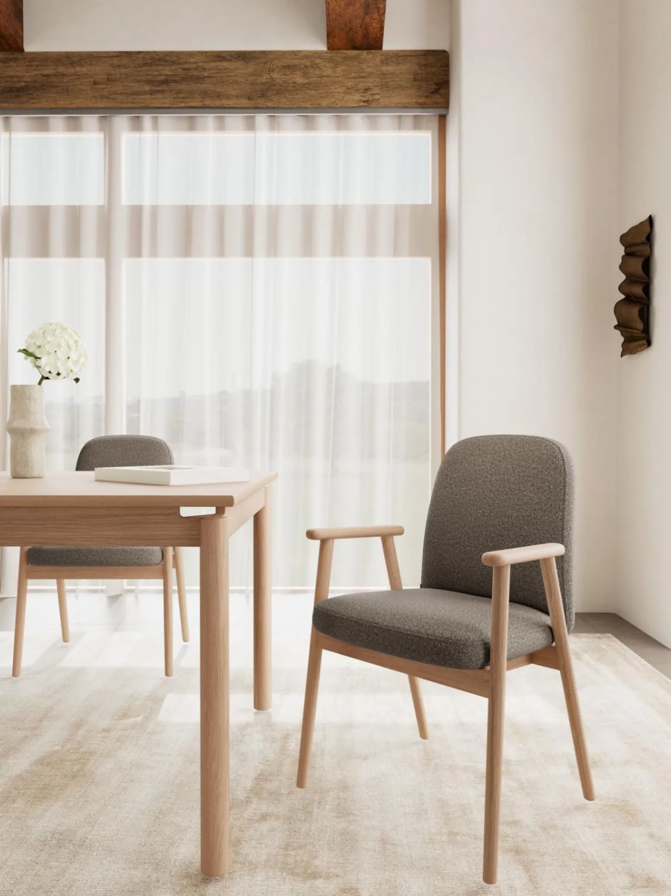 Eetkamerstoel Ellen Met Armleuning Cona Taupe Set van 2 - Giga Living