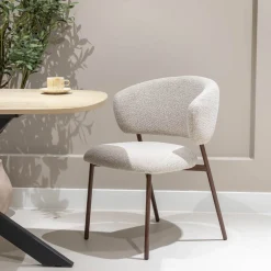Eetkamerstoel Feya Beige/Walnoot - Giga Meubel